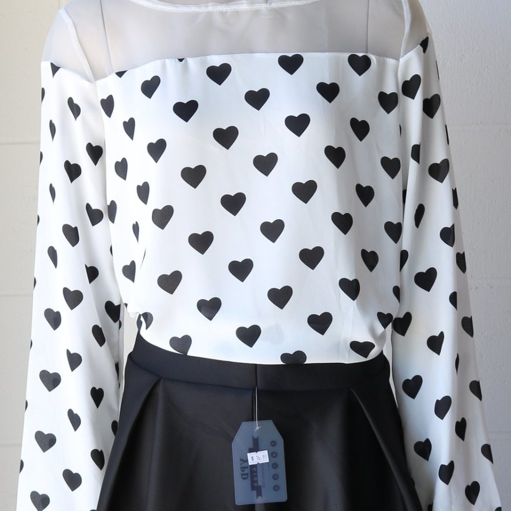 NWOT Heart Dots Long Sleeves Shirt